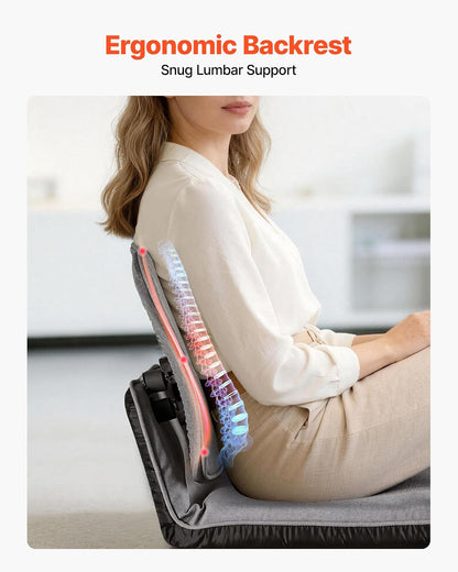 VEVOR Silla de Suelo Relax, Silla Reclinable con Soporte Lumbar Ergonómico, Respaldo Ajustable en 5 Posiciones, Acolchado de Espuma, Marco Metálico y Tapizado de Lino, para Lectura Descanso, Gris