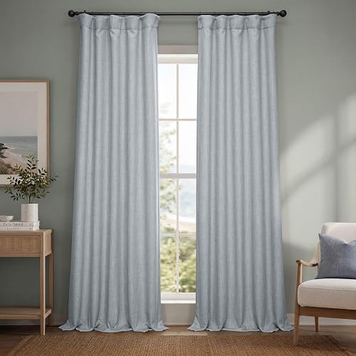 HPD Half Price Drapes Cortinas de Lino sintético con Textura para oscurecer la habitación para recámara, 96 Pulgadas de Largo (1 Panel), Cortinas de 50 Pulgadas de Ancho x 96 de Largo para decoración