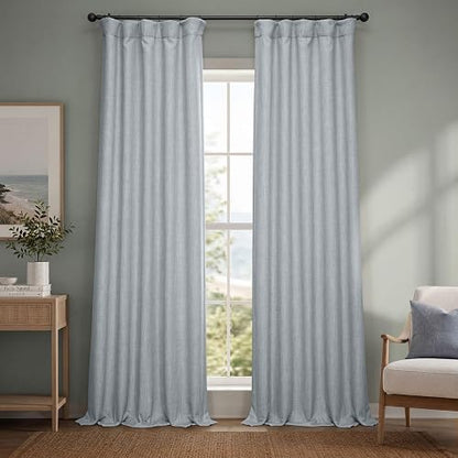 HPD Half Price Drapes Cortinas de Lino sintético con Textura para oscurecer la habitación para recámara, 96 Pulgadas de Largo (1 Panel), Cortinas de 50 Pulgadas de Ancho x 96 de Largo para decoración