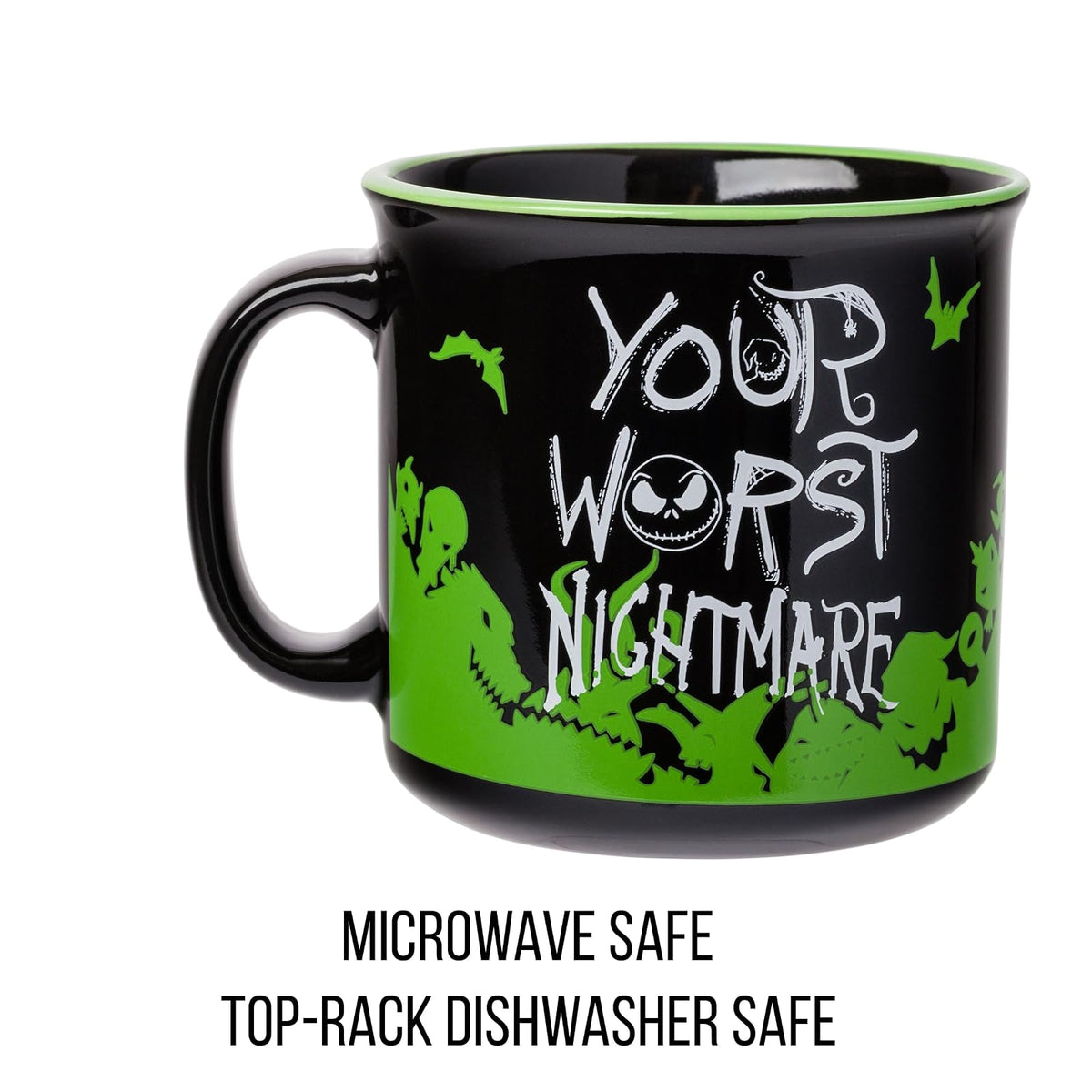 Silver Buffalo Disney The Nightmare Before Christmas Your Worst Nightmare With Jack Skellington Taza de cerámica para campista, 20 onzas