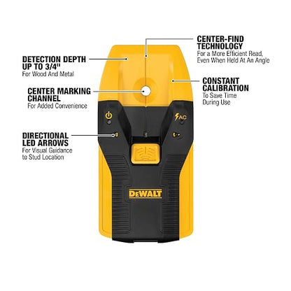 DEWALT - Buscador de pernos de 3/4 pulgadas, localiza los pernos de encuadre eficientemente con flechas LED, ideal para madera y metal, pilas AAA incluidas (DW0100)