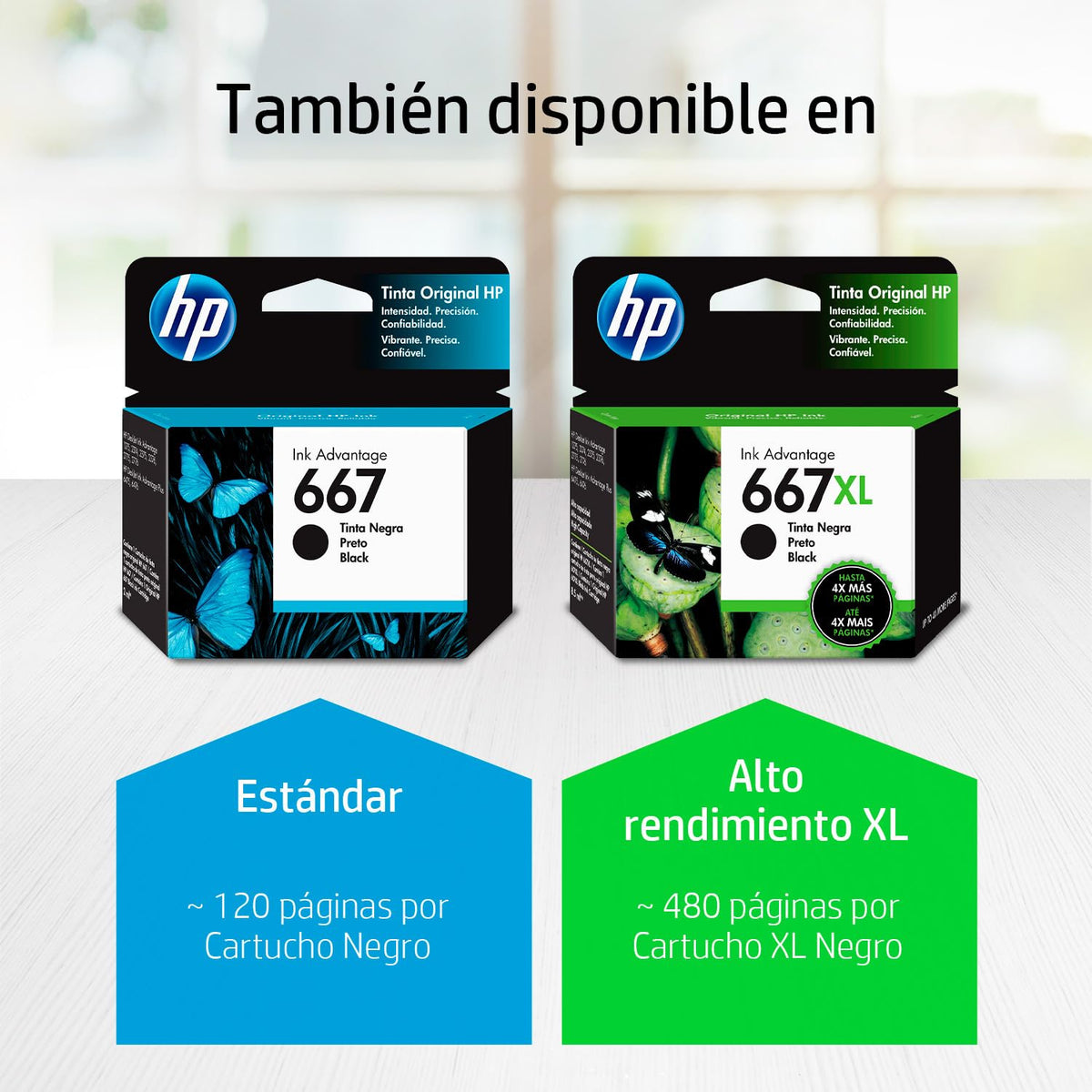 HP Cartucho de Tinta 667XL Negro Original, Compatibilidad con Impresoras DeskJet Ink Advantage 1275, 2374, 2375, 2376, 2775, 2776, 6076, 6476, 6476, Rendimiento hasta 480 páginas (3YM81AL)