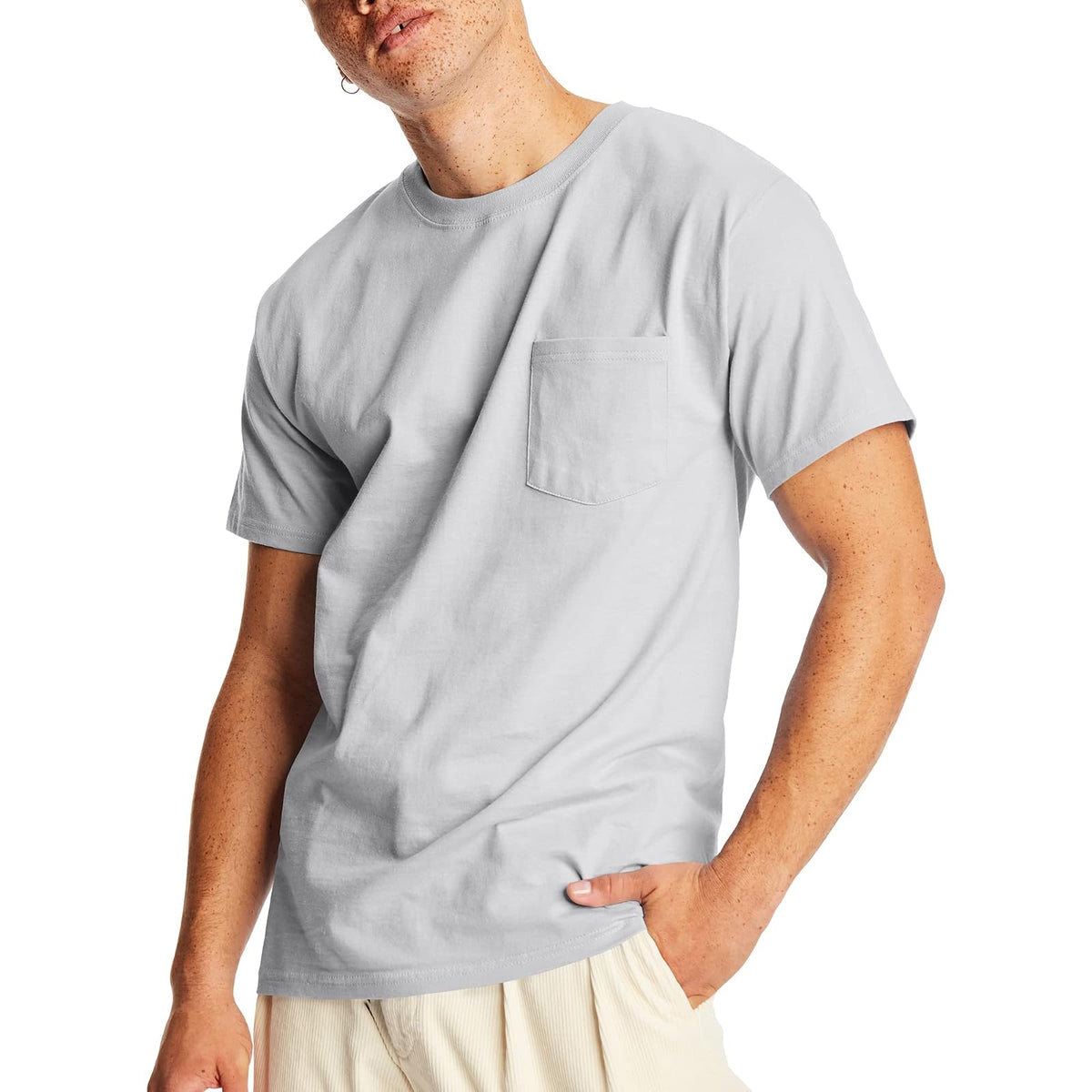 Hanes Beefy-T Playera con Bolsillo para Hombre - Acero ligero - XXL