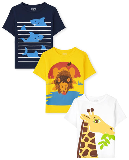 The Children's Place The Children's Place - Camiseta de Manga Corta para bebés y niños pequeños, Paquete de 3 Camisa para bebés niños