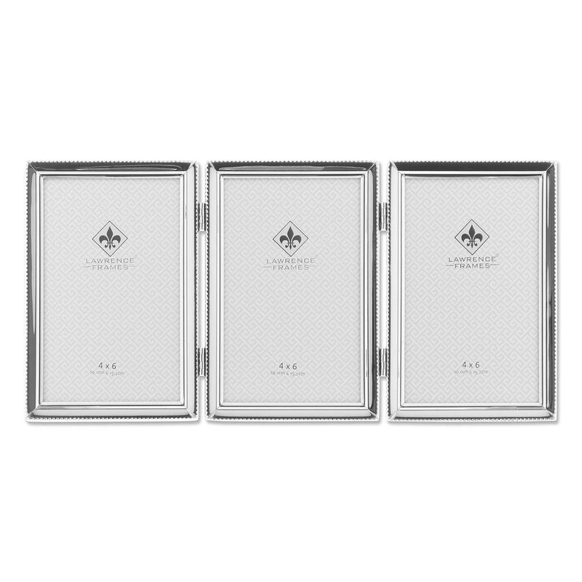 Lawrence Frames Marco de Fotos Triple con Bisagra, Latón Antiguo - Plata - 4 InchesX 6 Inches Triple