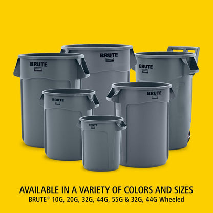 Rubbermaid Commercial Products BRUTE® – Contenedor para Recolección de Residuos con Ruedas y Manijas Ergonómicas, Bote que no se Decolora, Deforma ni Agrieta, Capacidad de 166 L, Gris 2131929