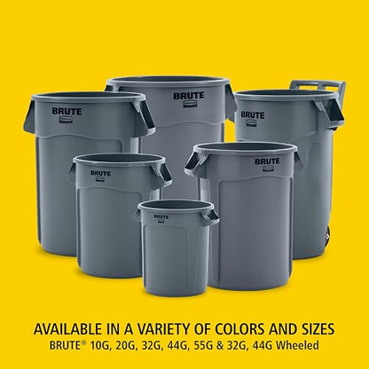 Rubbermaid Commercial Products BRUTE® – Contenedor para Recolección de Residuos con Manijas Ergonómicas, Bote que no se Decolora, Deforma ni Agrieta, Capacidad de 121 L, Gris FG263200GRAY