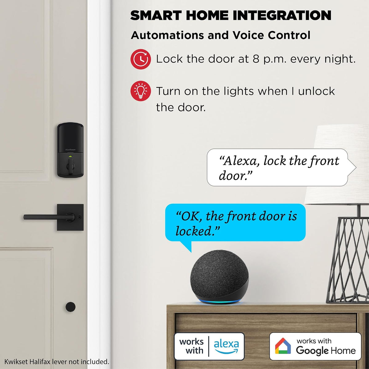 Kwikset Halo - Cerradura inteligente Wi-Fi, puerta de entrada sin llave, cierre de visualización táctil, acabado negro mate, certificado AAA, certificado UL, fácil de instalar, sin concentrador