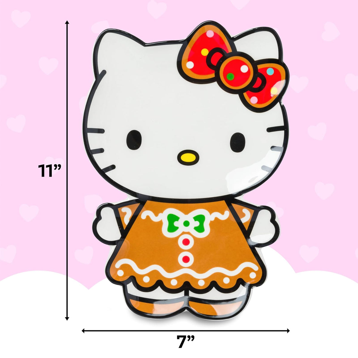 Silver Buffalo Sanrio Hello Kitty - Bandeja decorativa de cerámica esculpida de pan de jengibre para Navidad