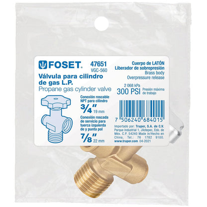 Foset VGC-560, Válvula para cilindros de gas LP hasta 45 kg