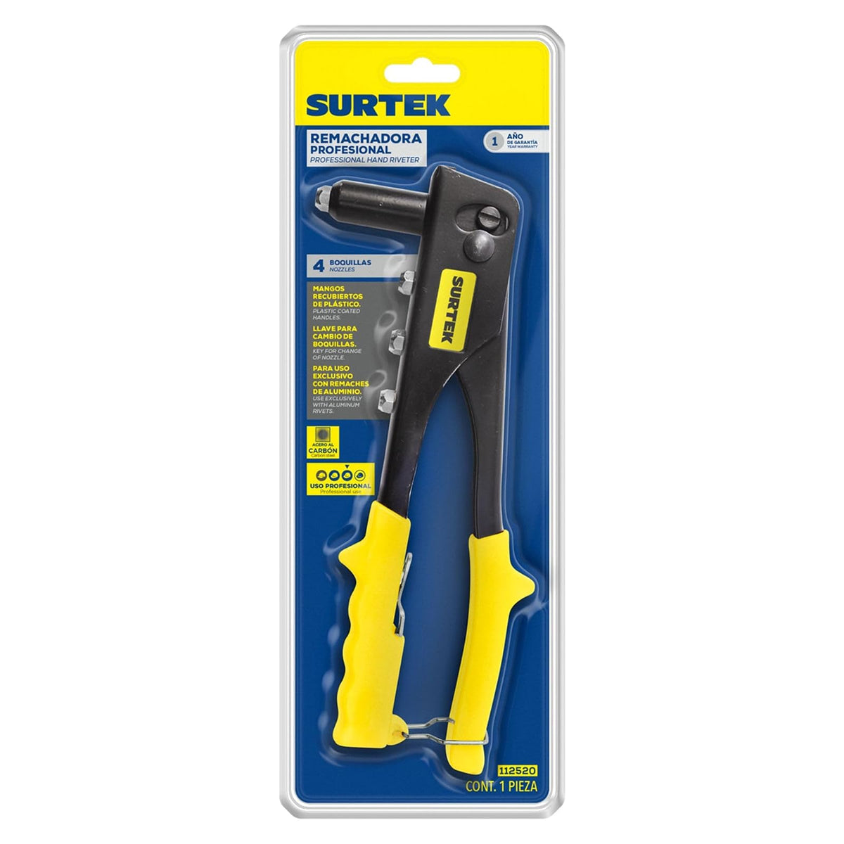 Surtek 112520 Remachadora manual de nariz larga, 10"