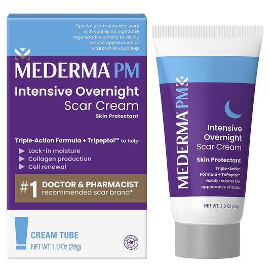 Mederma PM Crema intensiva para cicatrices durante la noche - 1.0 oz (28 g) Tratamiento avanzado para cicatrices que funciona con la actividad regenerativa nocturna de la piel