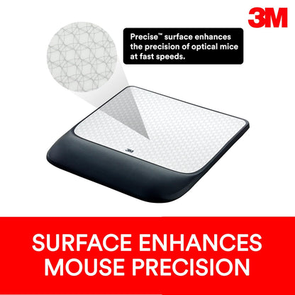 3M Precise Mouse Pad with Gel Wrist Rest, Soothing 3M Gel Technology and Satin Smooth Cover for All Day Comfort, Optical Mouse Performance and Battery Saving Design, Interlace (MW85B)