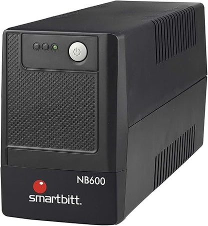 Smartbitt - No-Break Interactivo, Regulador y Supresor de Picos - UPS Ideal para apagones y Cortes de energía - Batería de Respaldo - Negro (600 Va, Hogar y Oficina)