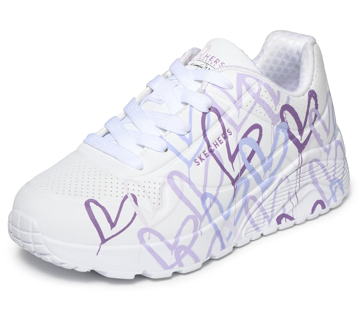 Skechers Uno Lite Tenis con Cordones para Niña - 19.0 cm - blanco - púrpura claro