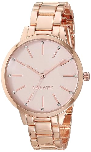 Nine West - Reloj de pulsera con detalles de vidrio para mujer