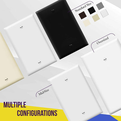 ENERLITES - Placa de pared para dispositivo doble en blanco, acabado brillante, tamaño estándar de 2 bandas, 4.5 x 4.5 pulgadas, policarbonato termoplástico, 8802-W, blanco