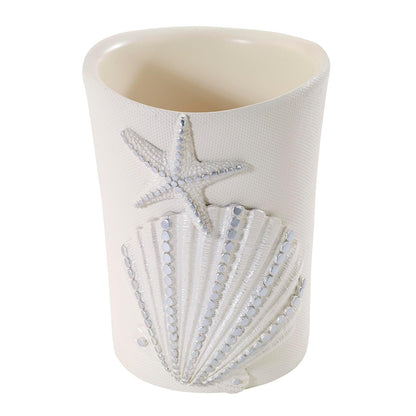 Avanti Linens - Vaso Organizador de encimera, Accesorios de baño inspirados en Conchas Marinas, artículos Esenciales para el baño de Invitados (colección de Conchas de Lentejuelas)