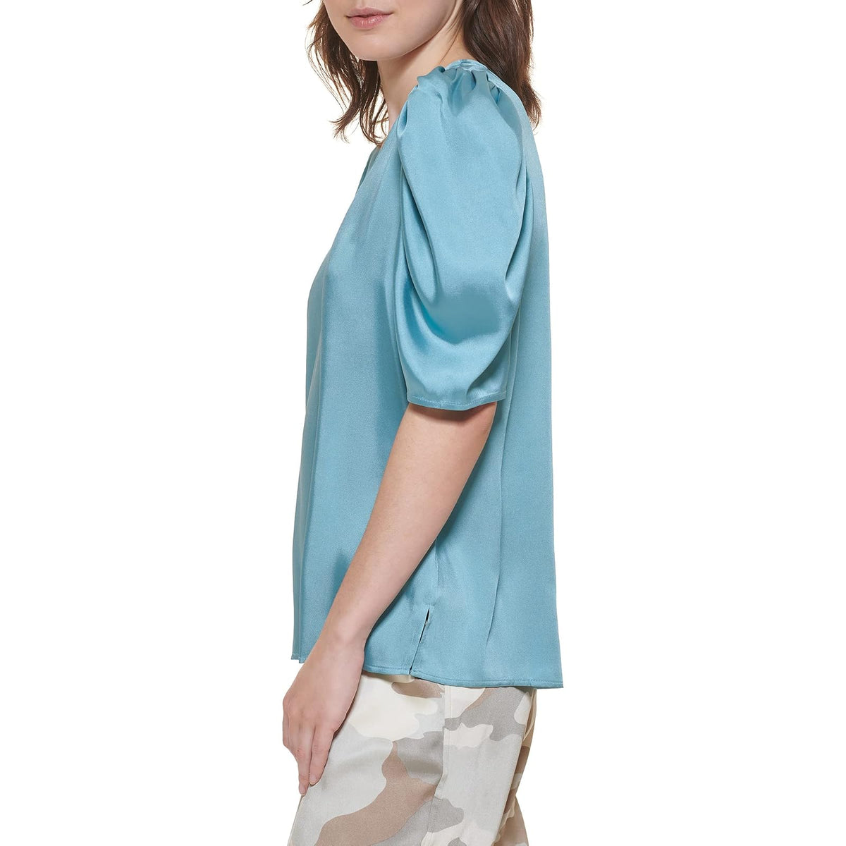 DKNY Parte Superior Deportivo Pulido con Cuello en V Camisa Cami para Mujer