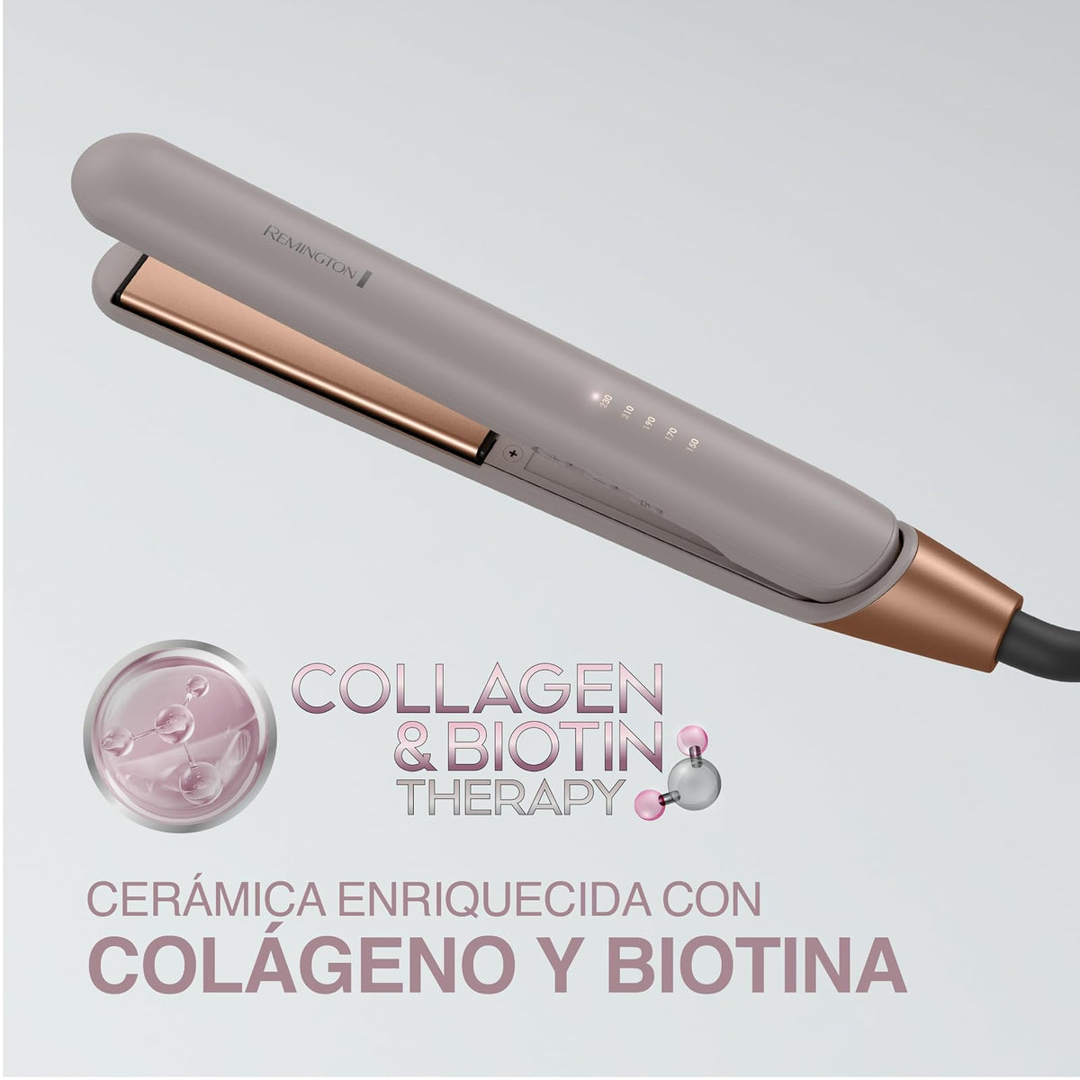 Remington Plancha de Cabello con Colágeno y Biotina, Control Atifrizz, S31A | Placas infusionadas con microacondicionadores de colágeno y biotina para un cabello con menos frizz