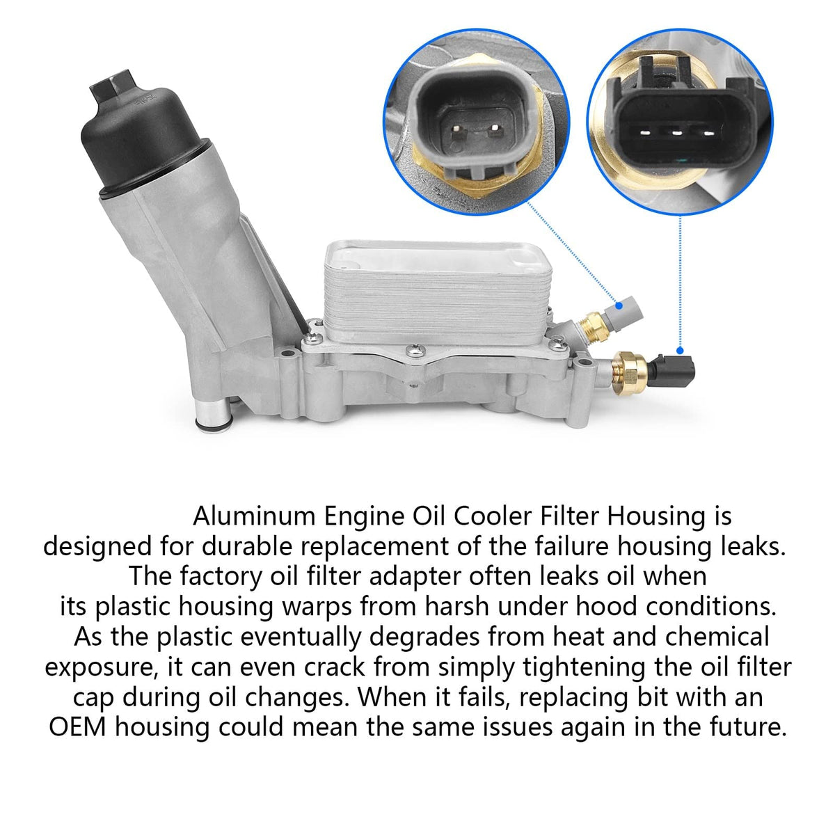 926-876 926-959 3.6L V6 Carcasa de Filtro de Aceite Enfriador de Aceite Compatible con Dodge Journey Charger Challenger Caravan Durango Avenger Wrangler Grand Cherokee Chrysler 200 300 Town Country