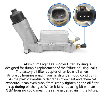 926-876 926-959 3.6L V6 Carcasa de Filtro de Aceite Enfriador de Aceite Compatible con Dodge Journey Charger Challenger Caravan Durango Avenger Wrangler Grand Cherokee Chrysler 200 300 Town Country