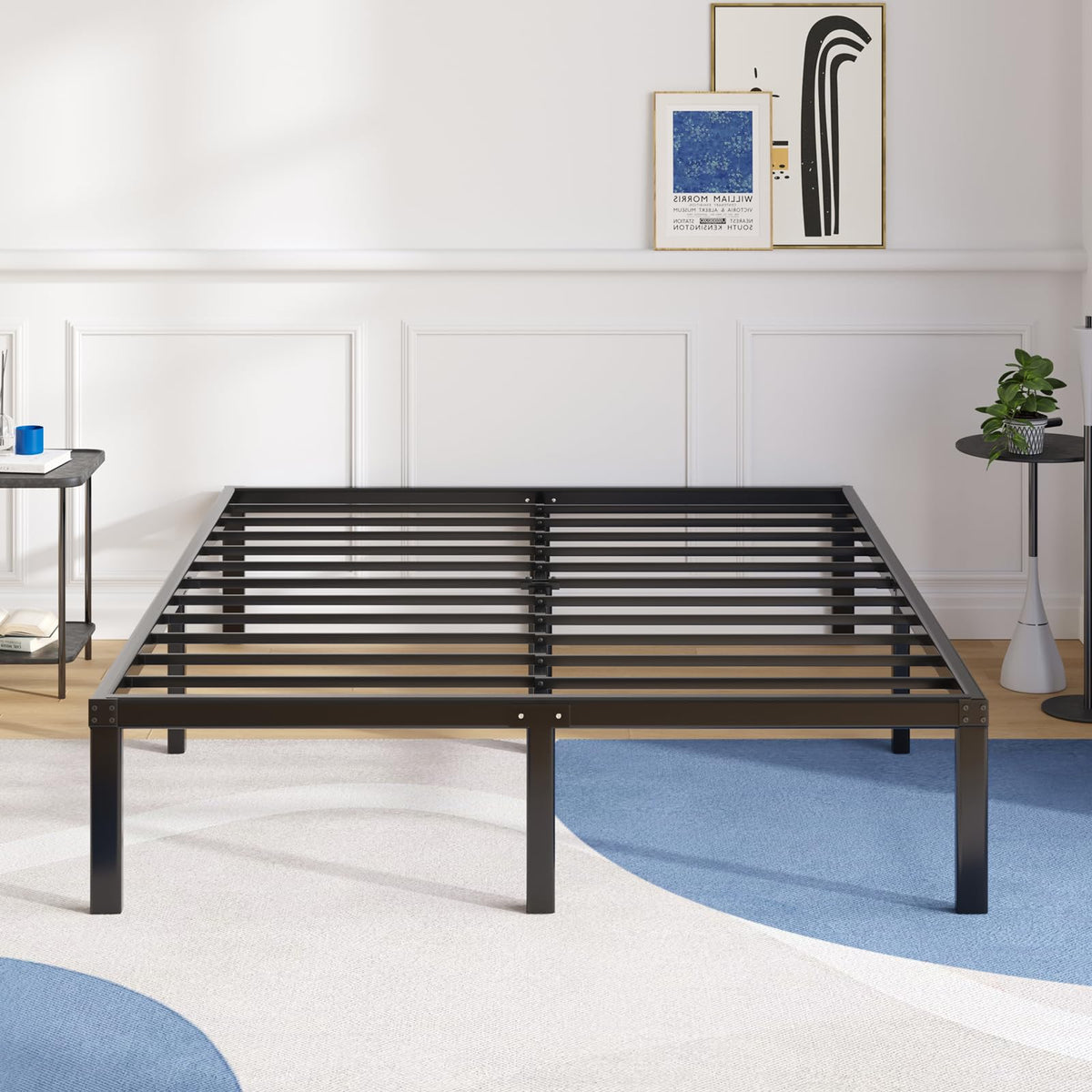 Avenco - Marco de Cama tamaño Queen de 14 Pulgadas de Alto con Plataforma de Metal tamaño Queen con Espacio de Almacenamiento Debajo de la Cama, Soporte de Listones de Acero Resistente, no Necesita