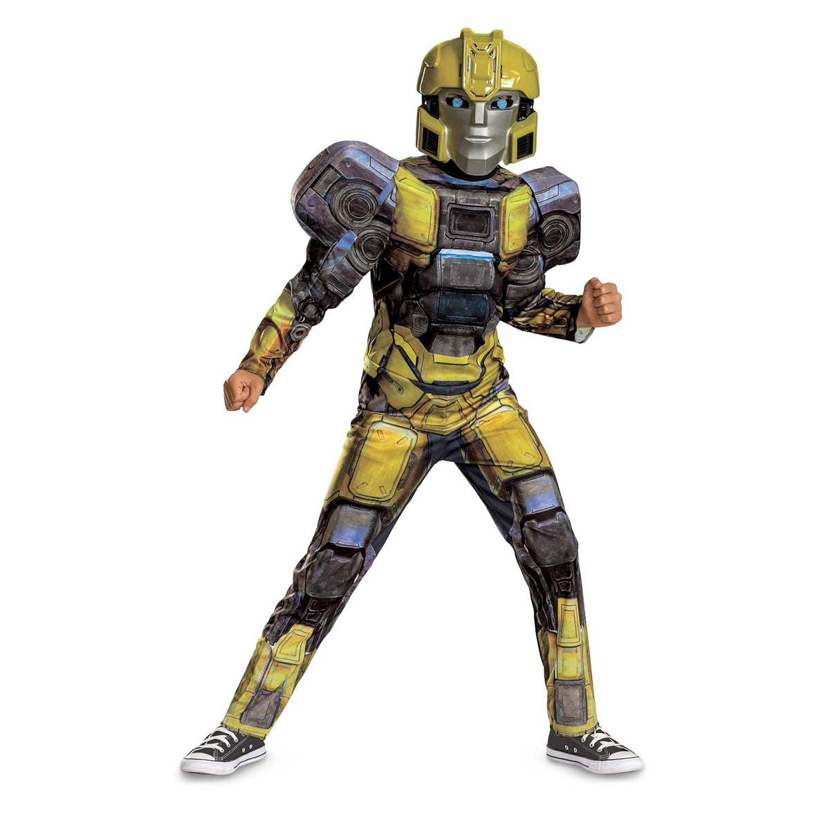Disguise B127 Transformers One - Disfraz oficial de Transformers Animated Movie Bumblebee Muscle Disfraz para niños, tamaño infantil (7-8)