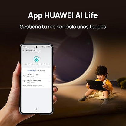 HUAWEI Mesh X3 Pro Suite, Router WiFi 7 BE3600, Negro | Doble Banda + Extensor Mesh Satélite, Cobertura Total 3-4 Habitaciones, Roaming Fluido, Control Parental