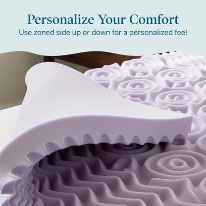 Lucid - Colchoneta de Memory Foam con Infusión de Lavanda - Sobrecolchón de 5 Zonas de 7.5 cm - Topper para Colchón - Sensación Suave y Acolchada - Alivia Puntos de Presión - Individual