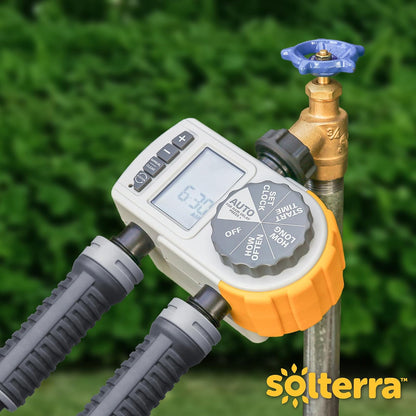 Solterra 28153 Temporizador de Manguera de Dos Salidas de una Sola Esfera, Gris