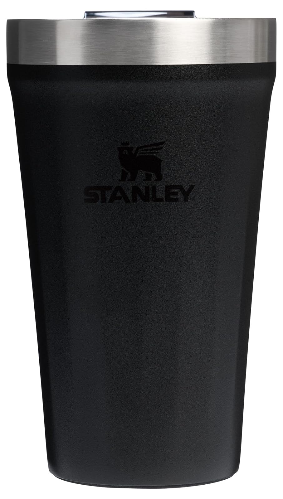 STANLEY - Vaso diario de 16 onzas, tapa a través de la bebida a presión, taza de bebida, café y cóctel, copa de vino de acero inoxidable aislada, sin BPA, negro 2.0