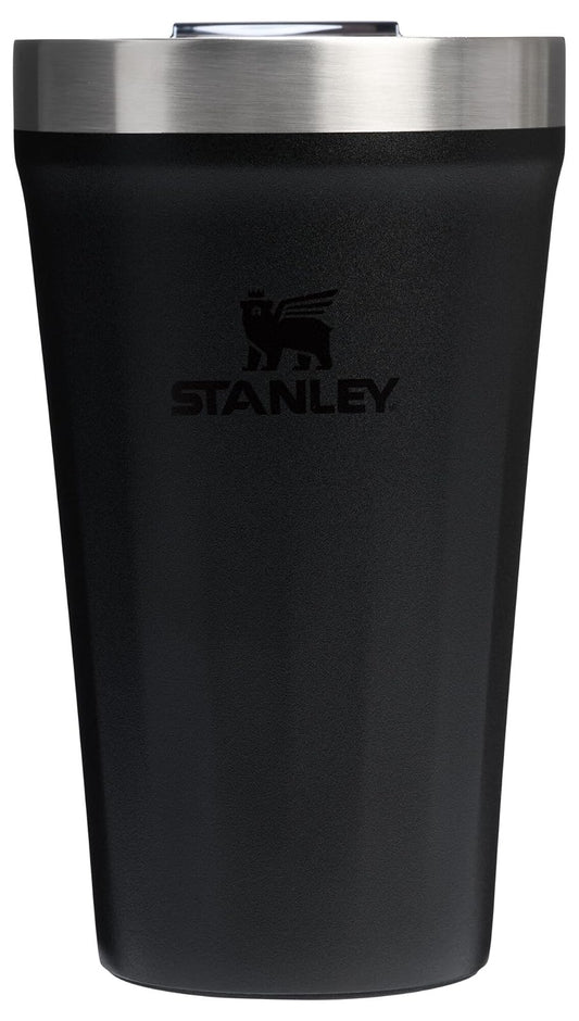 STANLEY - Vaso diario de 16 onzas, tapa a través de la bebida a presión, taza de bebida, café y cóctel, copa de vino de acero inoxidable aislada, sin BPA, negro 2.0