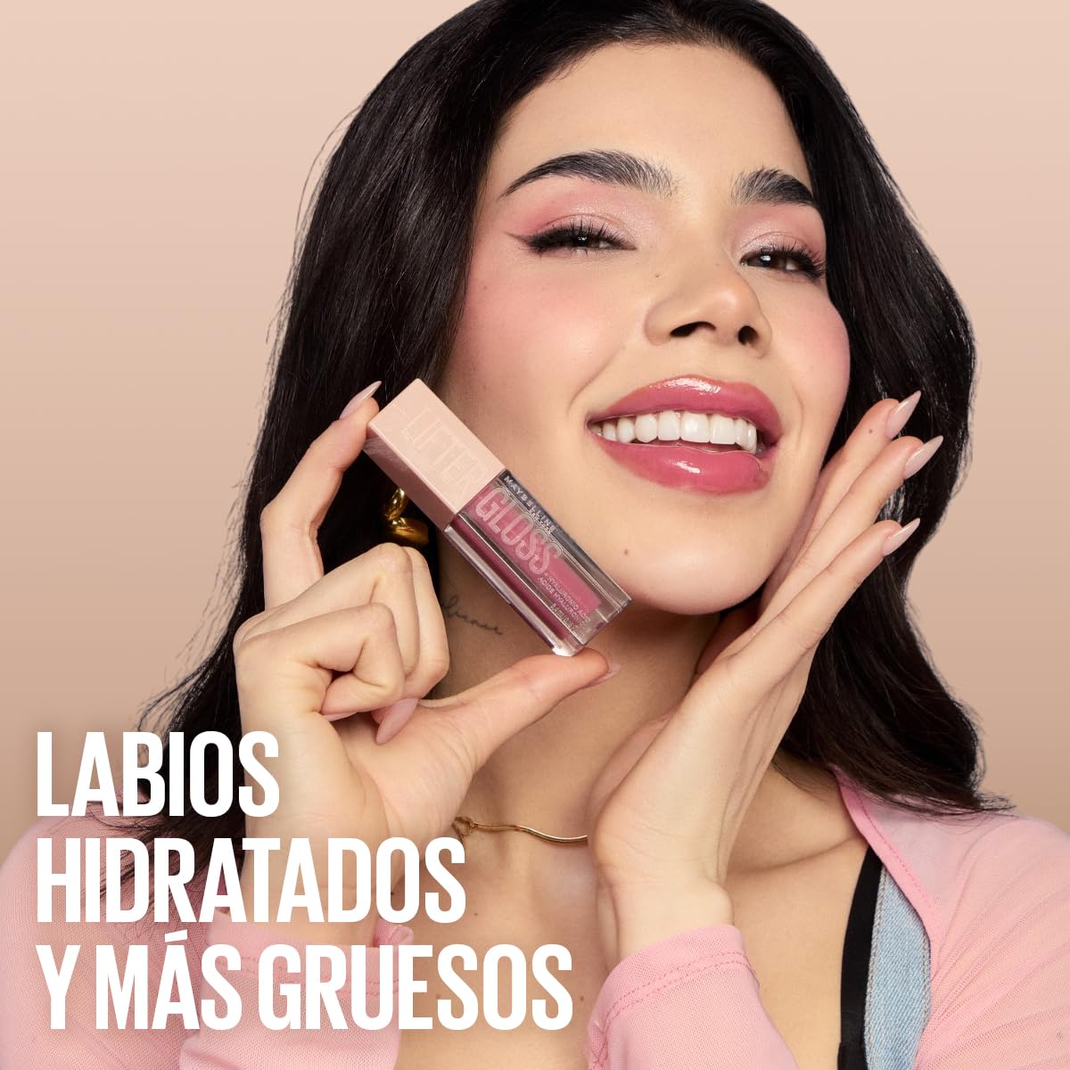 Maybelline Brillo labial con ácido hialurónico, Lifter Gloss tono Amber, 5.4ml