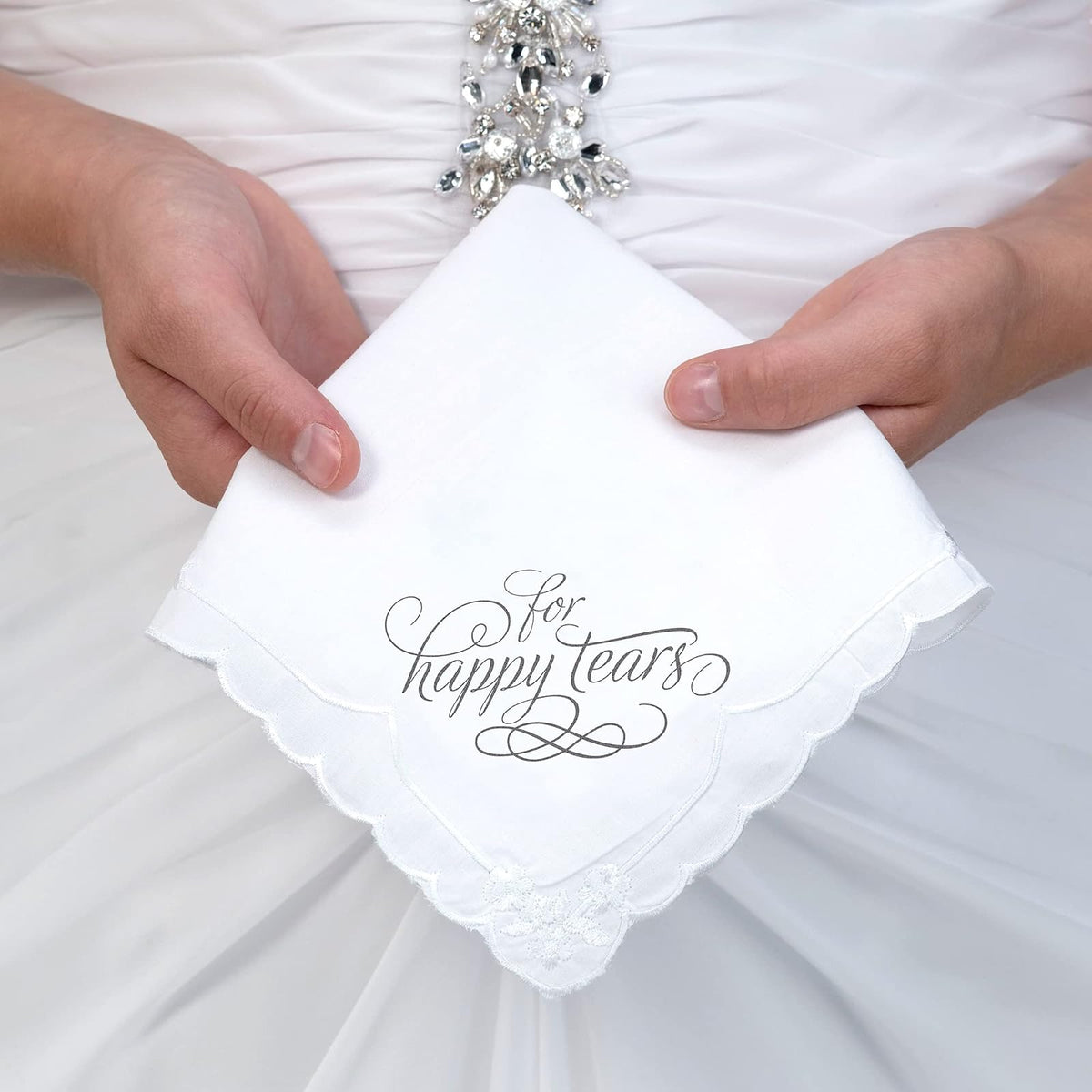 Lillian Rose Wedding Happy Tears - Pañuelo de recuerdo de 12 pulgadas, color blanco