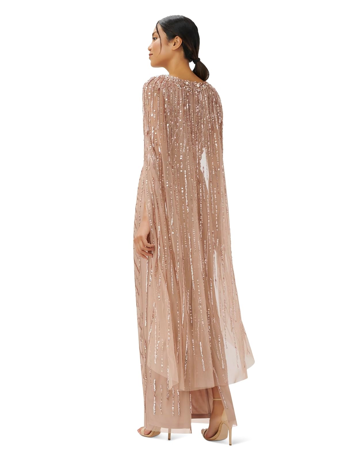 Adrianna Papell Beaded Cape Long Dress Vestido para ocasión Especial Mujer