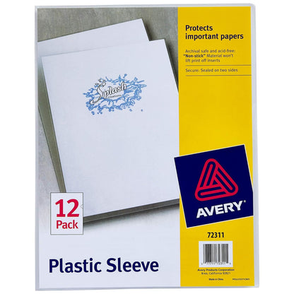 Avery 72311 - Fundas de plástico para documentos, capacidad para hasta 20 hojas, 12 fundas transparentes
