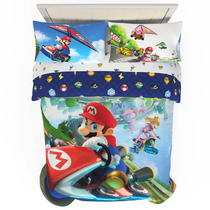 Franco Juego de Ropa de Cama Miffy, Edredón Reversible con Funda - 5 Piece Full Size - Mario Kart