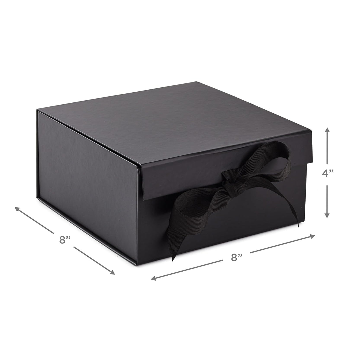 Hallmark - Cajas de regalo medianas con lazo y relleno de papel triturado, paquete de 2 (caja negra de 8 pulgadas) para bodas, graduaciones, cumpleaños, día del padre, regalos para padrinos de boda,