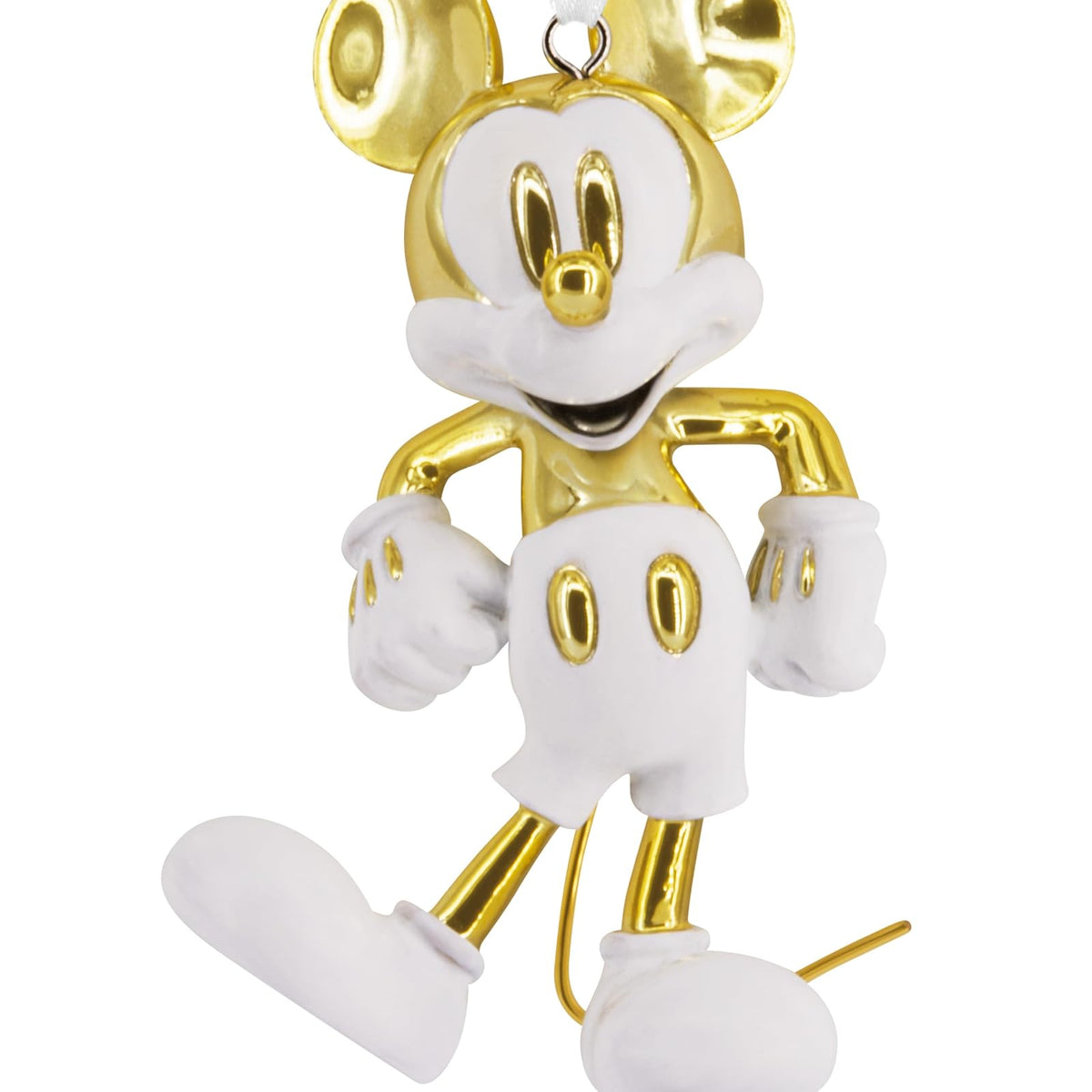 Hallmark Disney Mickey Mouse - Ornamento navideño Blanco y Dorado, cerámica, Regalos para fanáticos de Disney
