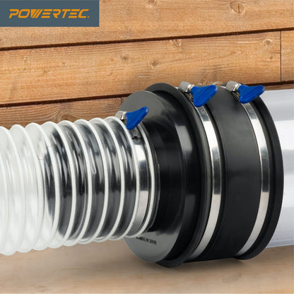 POWERTEC 70362 Reductor de recogida de polvo de 6 pulgadas OD a 4 pulgadas OD con puño flexible de control de polvo de 6 pulgadas
