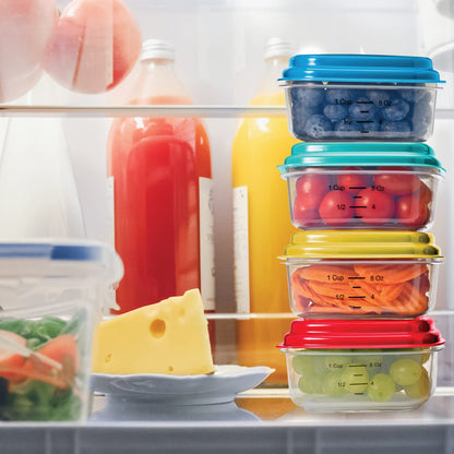 Fit & Fresh Recipientes de Plástico Pequeños de 8 Onzas | Tapas multicolores, 1 taza, reutilizables, a prueba de fugas, para adultos y niños