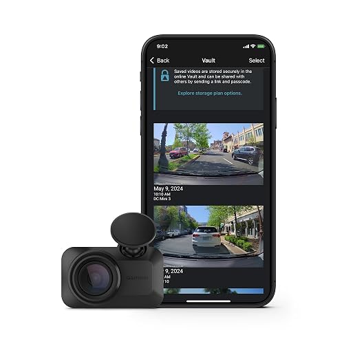 Garmin Dash CAM Mini 3 | Graba video HD 1080P con un campo de visión de 140 grados, cámara de tablero ultracompacta y de tamaño clave, control de voz