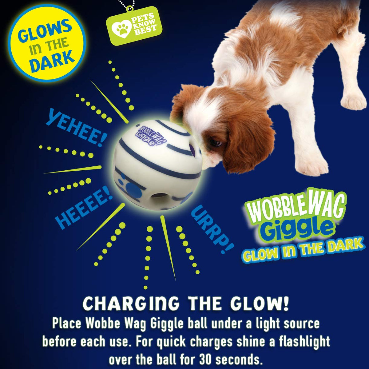 Wobble Wag Giggle Brilla en la Oscuridad, Juguete Interactivo para Perro, Divertidos Sonidos de Risa Cuando se enrollan o se agita, Las Mascotas Saben Mejor, como se ve en la televisión