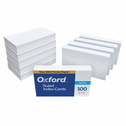 Oxford - Tarjetas de índice rayadas, 3 x 5 pulgadas, blancas, 1000 tarjetas (10 paquetes de 100) (31)