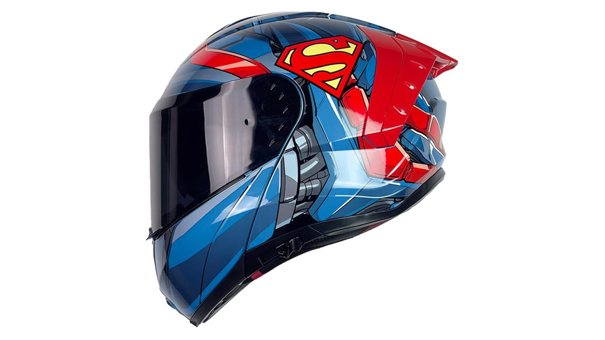 KOV Casco Snow Superman 2.0 Azul ABATIBLE para Moto Certificado Dot