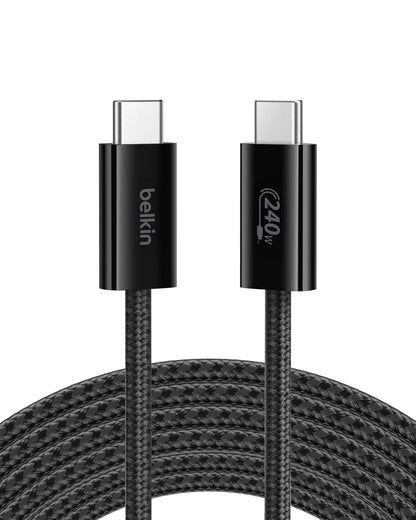 Belkin Cable USB-C a USB-C 240W Carga Rápida Trenzado - Negro - - 10 pies
