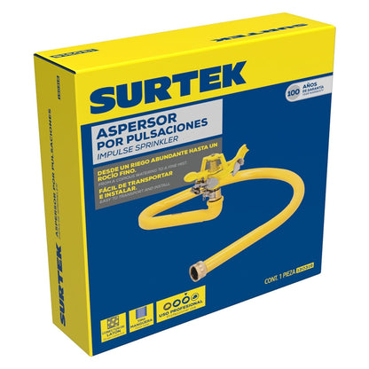 Surtek 130316 Aspersor estacionario con base metálica regulada por pulsación 3/4" GHT