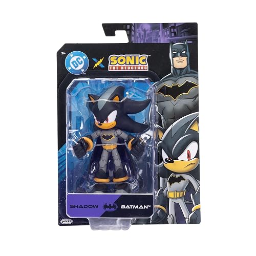 Jakks Pacific DC x Sonic The Hedgehog Figura de Acción Premium de 5 Pulgadas, Personajes Crossover Articulados (Shadow Batman, Tails Cyborg, Knuckles Superman), Edición Coleccionista, Multicolor