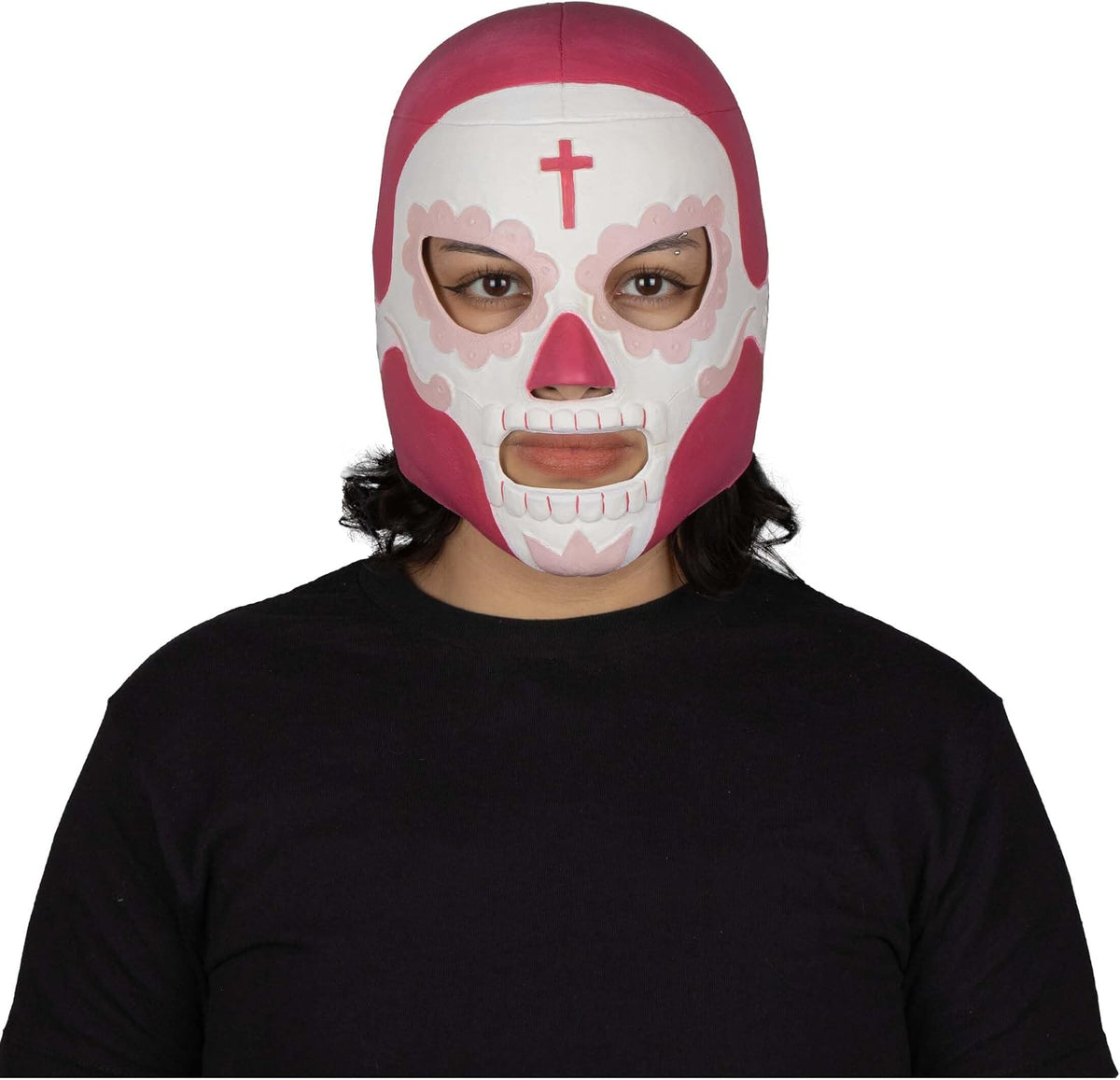 REV Máscara De Luchador Mexicano Rey Mictlán Para Adulto, Diseño Calavera Rosa Enmascarado De Lucha Libre, Ideal Para Halloween, Eventos Deportivos, Cosplay, Porras Y Partidos